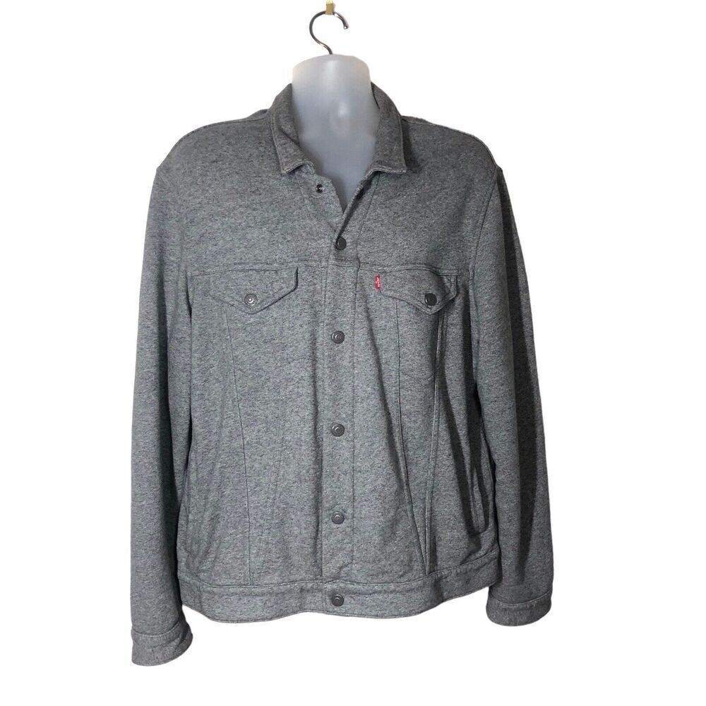 Levis Commuter Trucker Mens Size XXL Gray‎ Snap Front Pockets Coat Casual Biggy - Picture 3 of 9